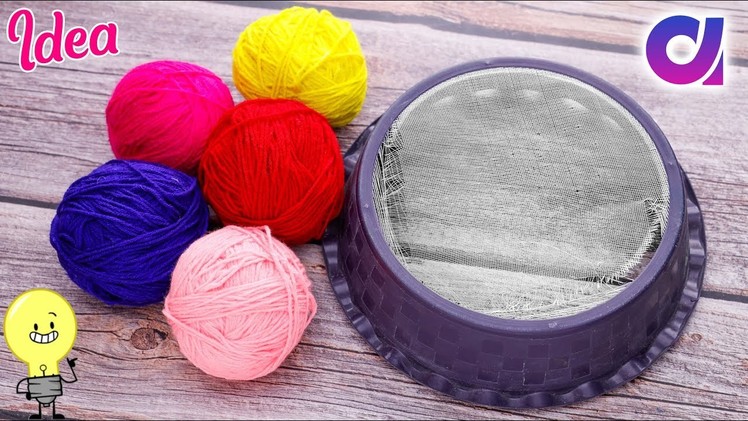 Best out of waste Atta Chalni & Wool Craft Idea | DIY Home Decor | Artkala
