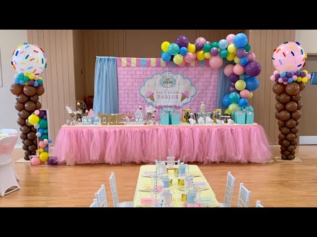 Decorate With Me | DIY Ice Cream Theme Party | Giant Balloon Ice Cream Cone | First Birthday Party