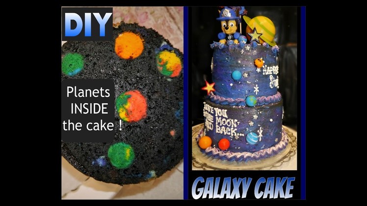 DIY Galaxy Planet cake with SURPRISE  planets INSIDE the cake!!!