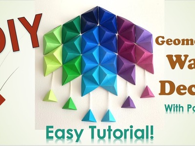 DIY GEOMETRIC WALL DECOR using paper origami pyramids | Easy Art Tutorial!