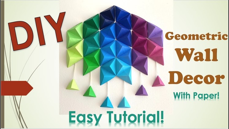 DIY GEOMETRIC WALL DECOR using paper origami pyramids | Easy Art Tutorial!