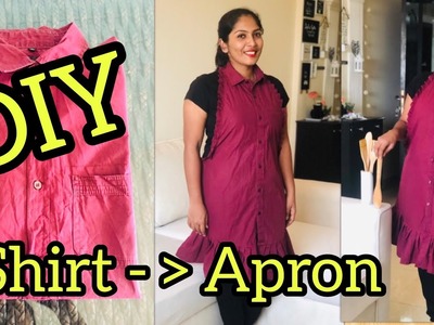 Diy || shirt transformation || how to stitch apron || recycling old clothes