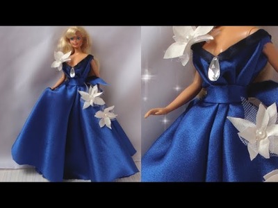 Easy No Sew Astonishing Barbie Dress |  DIY Floral Gown for Barbie – 5-Minute Dress