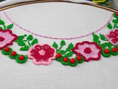 Hand embroidery   Awesome Neck embroidery design