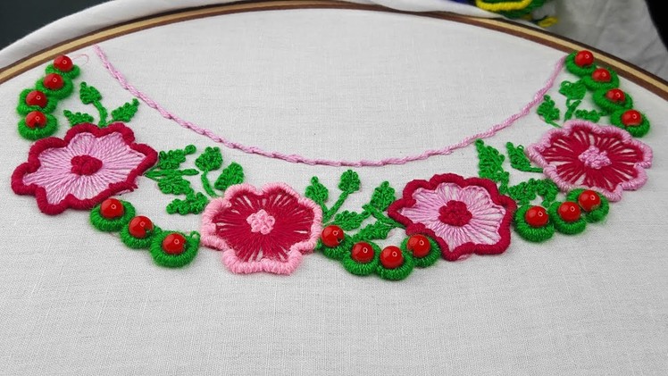 Hand embroidery   Awesome Neck embroidery design