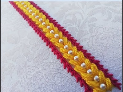 Hand Embroidery Beaded Stitch Border