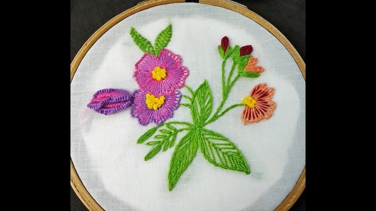 Hand Embroidery | Brazilian Flower Embroidery | Fantasy Flower Embroidery | Embroidery Tutorial