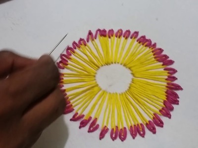 Hand embroidery design. double chain stitch flower design