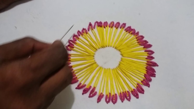 Hand embroidery design. double chain stitch flower design