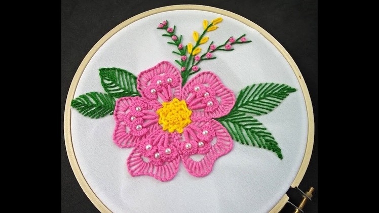 Hand Embroidery | Fantasy Flower Stitch | Flower Embroidery Tutorial | Hand Embroidery For Beginners