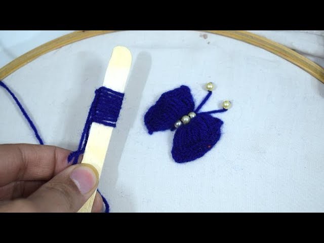 Hand Embroidery: Making Butterfly With ice cream stick Trick