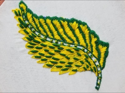 Hand Embroidery,Stylish Leaf hand embroidery,modern embroidery stitch