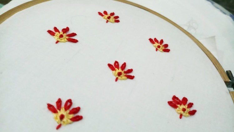 Hand embroidery tutorial of little flowers allover on any dress