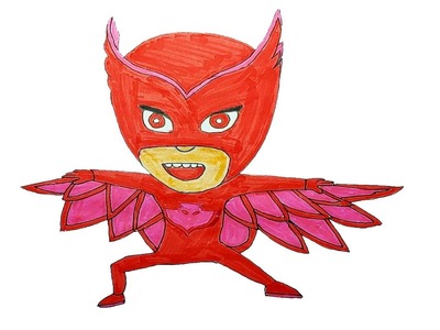 How to easy drawing PJ Masks Owlette  for Kids - Children's Coloring Book with #Paiting