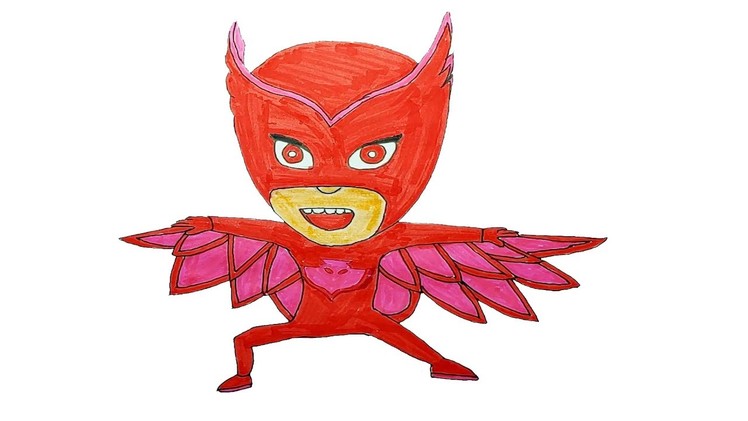 How to easy drawing PJ Masks Owlette  for Kids - Children's Coloring Book with #Paiting