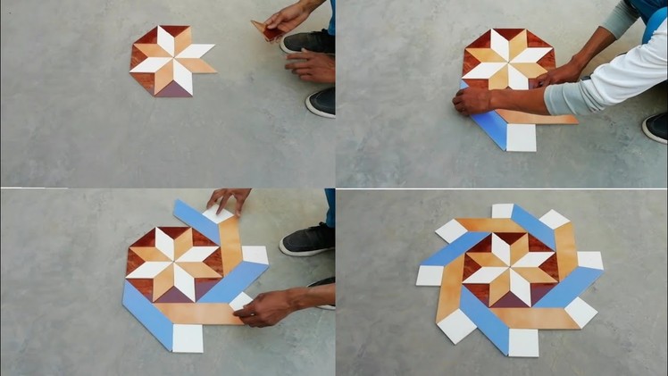 How to make 3d  parallelonram triangle center floor design