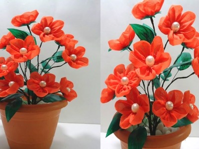 How to Make Beautiful Shopping Bag Flowers - DIY Shopping Bag Flowers - Flowers Making Tutorial