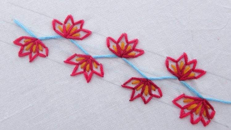 Modified hand embroidery border line