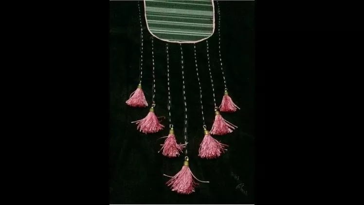 Simple and Beautiful Hand Embroidery Kurti Neck Design.Tassel making with satin Ribbon
