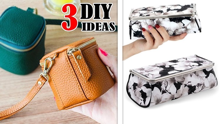 3 DIY LOVELY POUCH BAG TUTORIALS. Cute Coin Purse Bag HandBag Idea From Scratch