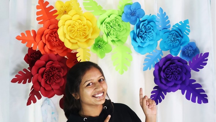 Birthday Decoration Ideas - Giant Paper flower easy wall decoration ideas