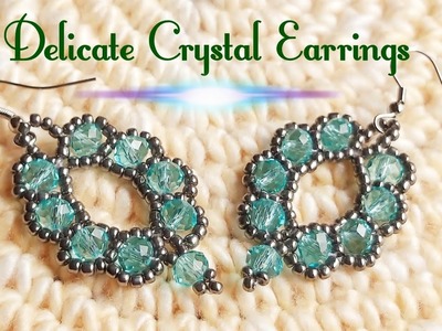 ???? Delicate Crystal Earrings ???? DIY crystal and Seed bead earrings (0101)