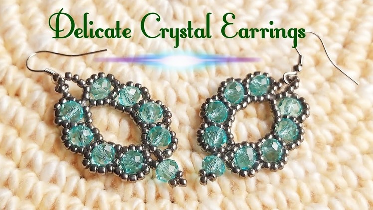 ???? Delicate Crystal Earrings ???? DIY crystal and Seed bead earrings (0101)