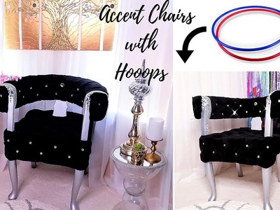DIY CRYSTAL TUFTED CHAIR WITH HOOPS!!! INEXPENSIVE ROOM DECORATING IDEA 2019