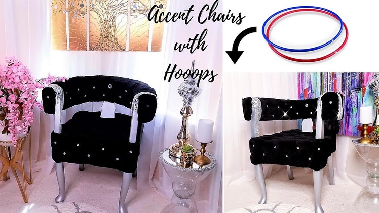 DIY CRYSTAL TUFTED CHAIR WITH HOOPS!!! INEXPENSIVE ROOM DECORATING IDEA 2019