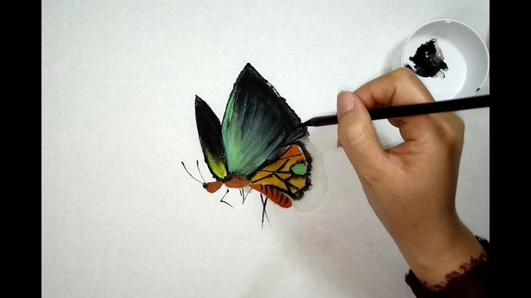 DIY Hand Painting of Chinese Brush Painting Butterfly