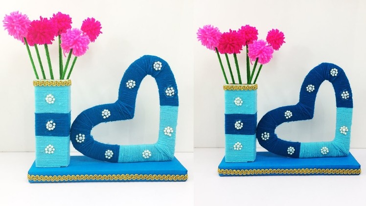 DIY Heart Showpiece Craft | Beautiful Tabletop | Wool Thread Design | Amazing Craft ideas | Home Dec