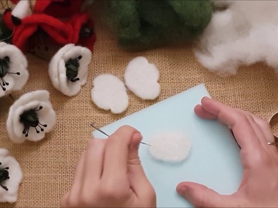 DIY White Poppy Flower, Needle Felting Flowers, How Make Flowers, Tutorial FULL Version