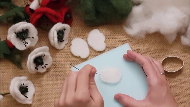 DIY White Poppy Flower, Needle Felting Flowers, How Make Flowers, Tutorial FULL Version