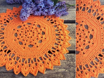 Easy Crochet Tangerine Brilliance Doily Tutorial