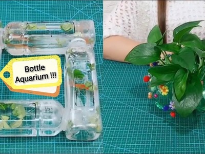 Fish aquarium with plastic bottle | Plastic bottle flower vase design | Waste material craft ideas