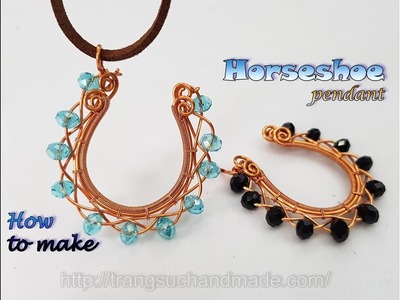 Horseshoe pendant with small crystal - How to make handmade jewelry 490