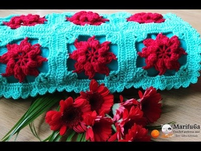How to crochet easy blanket afghan with flowers pattern by marifu6a