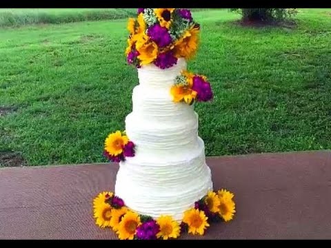 Making A Ribbon Buttercream Wedding Cake!