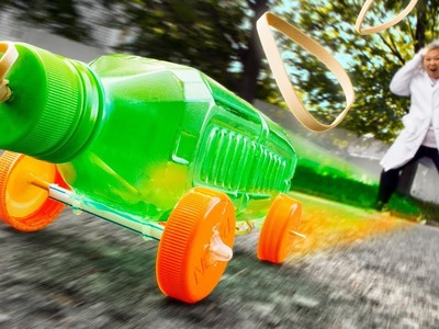 RUBBER BAND POWERED TOY CAR using PLASTIC BOTTLES