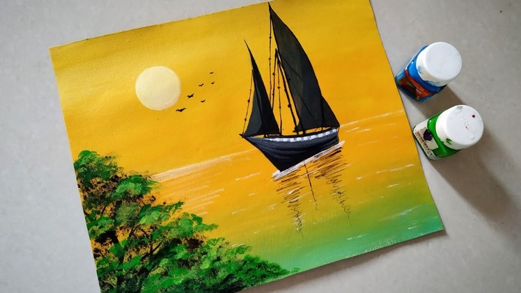 Sailboat sunset seascape acrylic painting|
Simple acrylic sunset painting tutorial for beginners. 