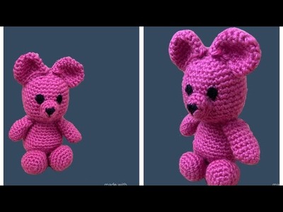 TEDDY BEAR with woolen part 1.How to crochet Teddy bear