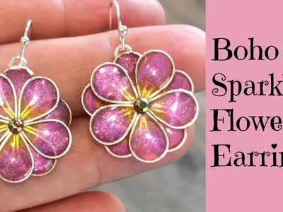 UV Resin Tutorial Creating Sweet Boho Sparkle Flower Earrings Making Beautiful DIY Jewelry How To