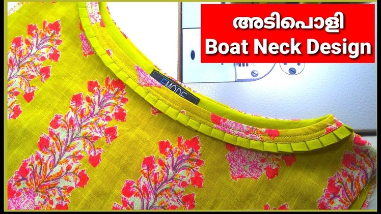 Boat neck kurti design with pleats malayalam stitching