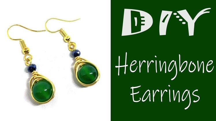 DIY | Herringbone Earrings Wire Wrapped Bead | Tutorial Anting Batu Kawat Tembaga