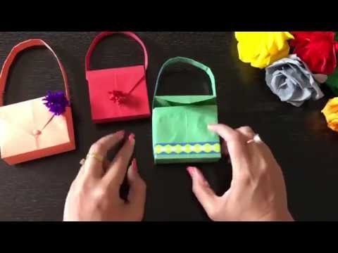 DIY How to make a beautiful paper handbag.sac à main en papier.Papierhandtasche. origami handbag