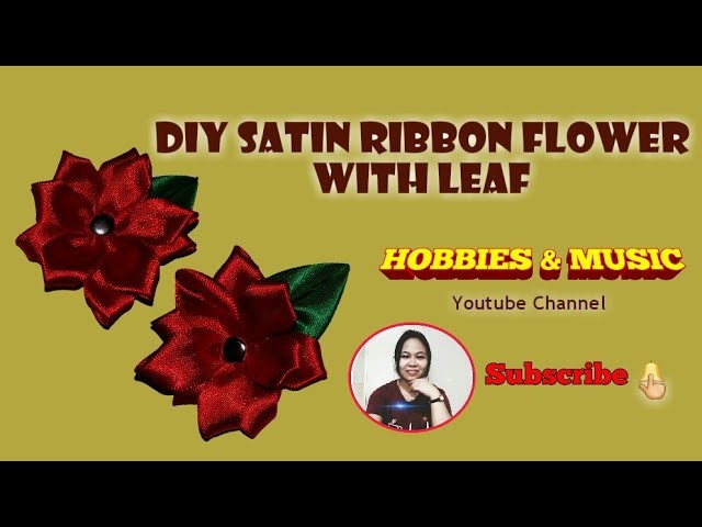 DIY Satin Ribbon Flower with Leaf | Easy DIY