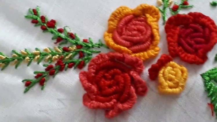 #easy hand embroidery.#bullion knot rose stitch.#brazilian embroidery