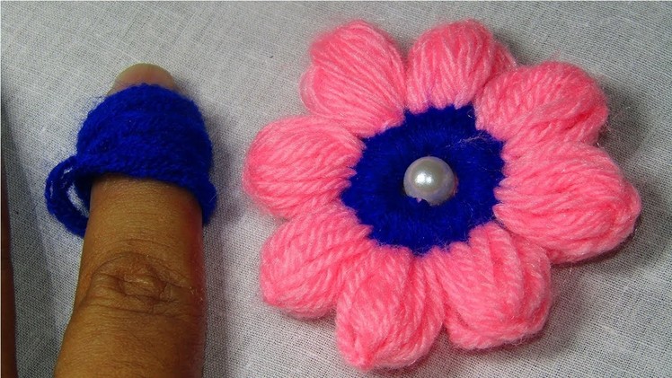 Hand embroidery: Amazing Trick. Easy Flower Embroidery Trick with finger. Sewing Hack.