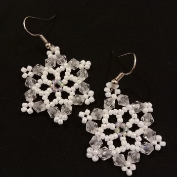 Handmade White Snowflake Earrings
