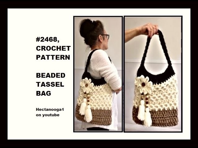 HOW TO CROCHET A BEADED TASSEL BAG, crochet purse, shoulder bag, cross body bag, Video#1702